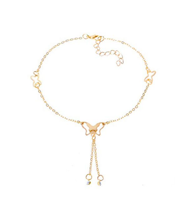 YouBella 18k Rose Gold Plated Butterfly Anklet for Women and Girls YouBella 18k Rose Gold Plated Butterfly Anklet for Women and Girls
